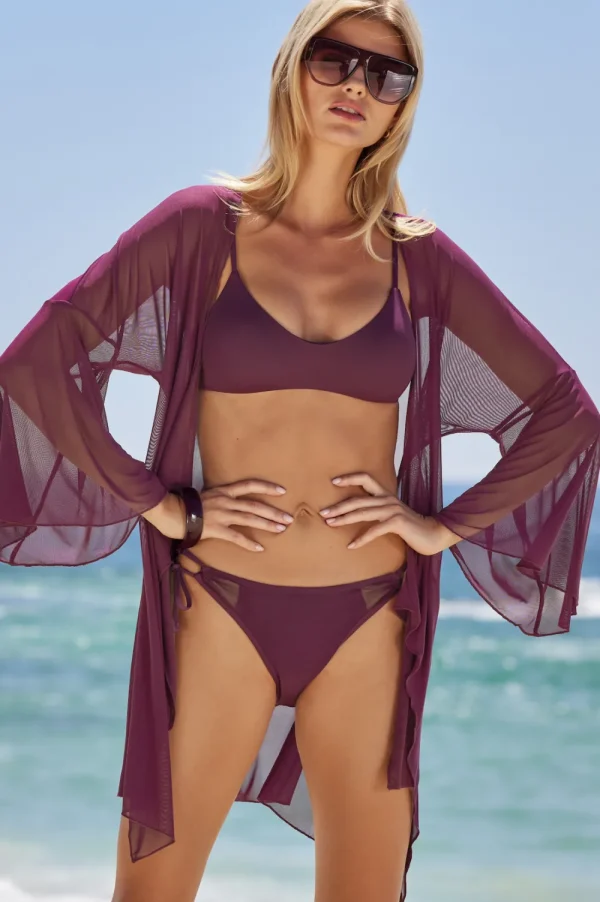 Best Muse Mesh Tie Front Kimono ergine Coverups & Resortwear