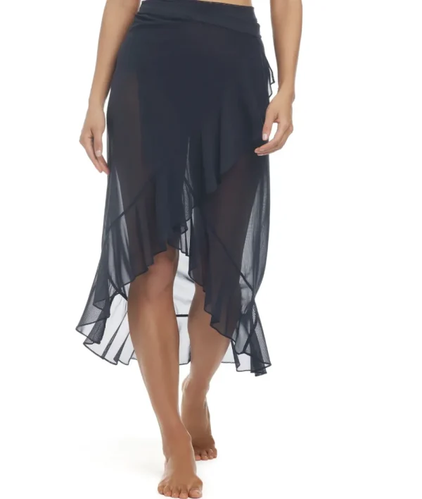 Outlet Bleu Be Transparent Mesh Ruffle Pareo Palma or Black Pareos & Sarongs | Coverups & Resortwear