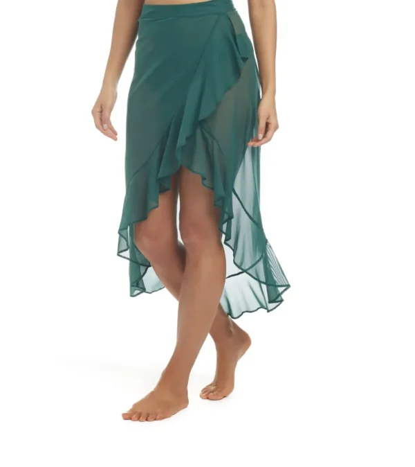 Outlet Bleu Be Transparent Mesh Ruffle Pareo Palma or Black Pareos & Sarongs | Coverups & Resortwear