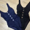 New Karla Colletto Lucy Grommet 1pc Blk/Gold or Navy/White Exclusive Full Coverage | Bikinis