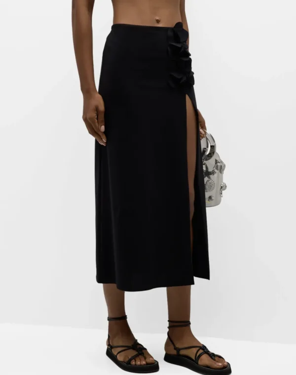 Discount Tess Rosette Trim Midi Skirt Black Swim Skirts | Skirt