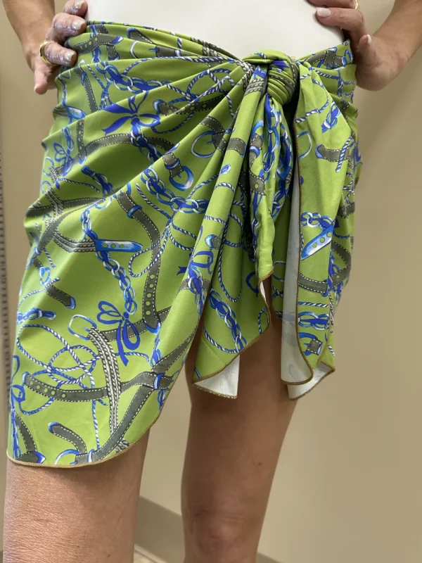 New Kuny Barcelona Swim Fabric Sarong White, Navy, Pistachio, or Blue Pareos & Sarongs | Coverups & Resortwear