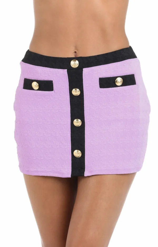 New L’Agence Color Block Coco Skirt Blk/Wht or Light Violet Swim Skirts | Coverups & Resortwear