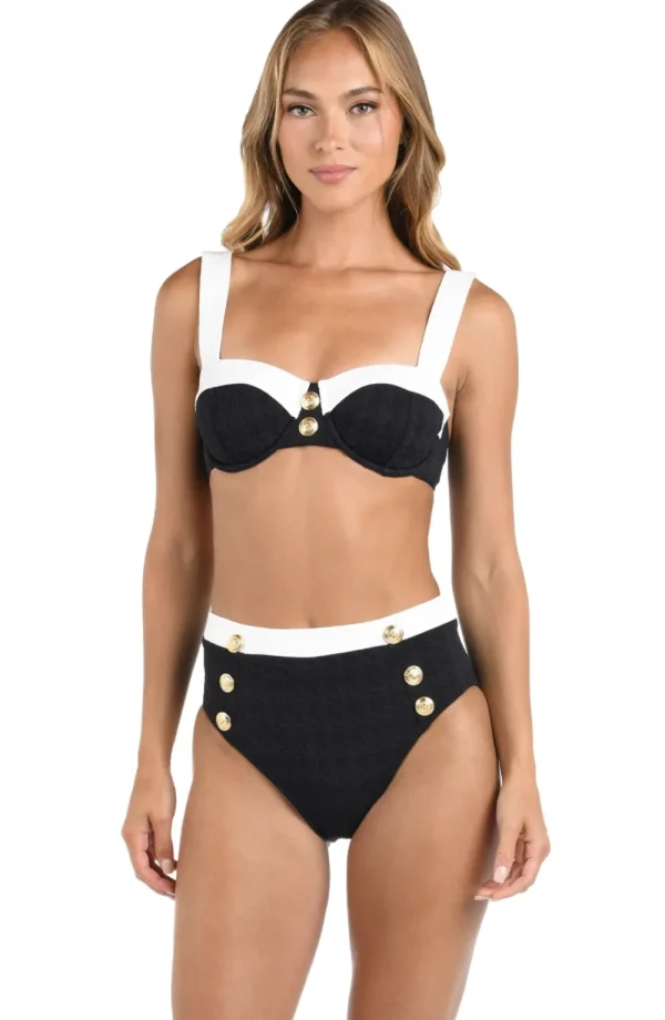 Best L’Agence ColorBlock Bra Top Blk/Wht or Light Violet Underwire | Bikinis