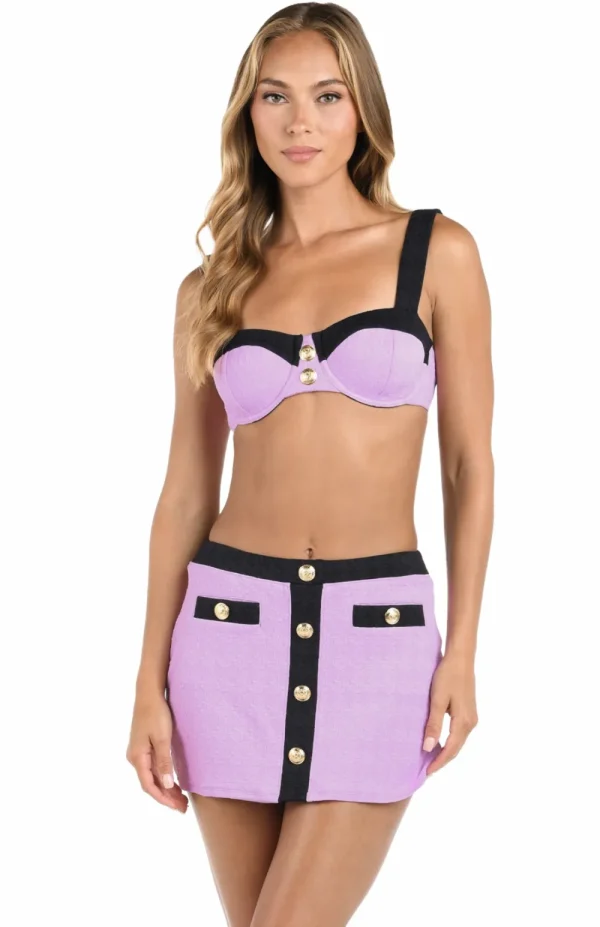 Best L’Agence ColorBlock Bra Top Blk/Wht or Light Violet Underwire | Bikinis