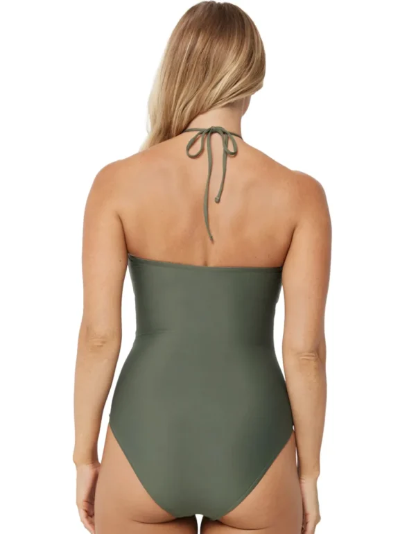 Online Monte & Lou Cut Out Bandeau Olive Full Coverage | Bikinis