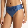 Outlet Monte & Lou Lustre Mid-rise Ruched Bottom Denim or Pink Full Coverage | Bikinis