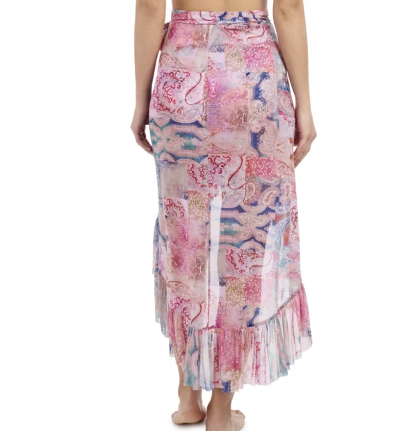 Online Profile by Gottex Karma Ruffle Wrap Skirt Pink or Blue Multi Skirt | Pareos & Sarongs