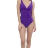 Online Profile by Gottex Solo D-Cup Shirred 1pc Violet Full Coverage | Bikinis