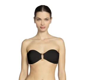 Clearance Robin Piccone Margot Bandeau Top in Black or White Bandeau Strapless | Bikinis