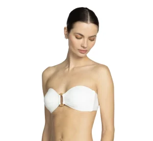 Clearance Robin Piccone Margot Bandeau Top in Black or White Bandeau Strapless | Bikinis