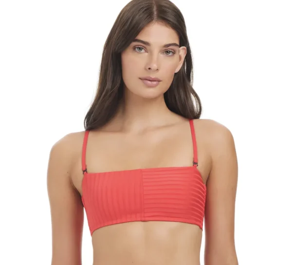 New Sanctuary Refresh Rib Bandeau Top Red D+ | Bikinis