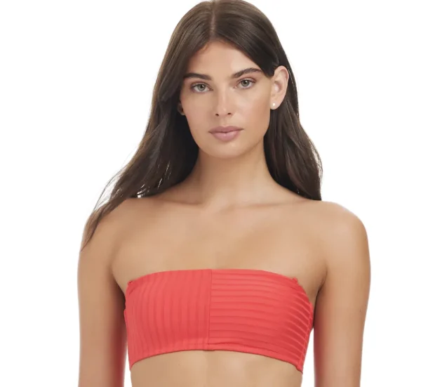 New Sanctuary Refresh Rib Bandeau Top Red D+ | Bikinis