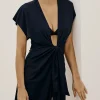 Fashion Sasha Tie Front Lycra Coverup Black Beach Tunic | Coverups & Resortwear